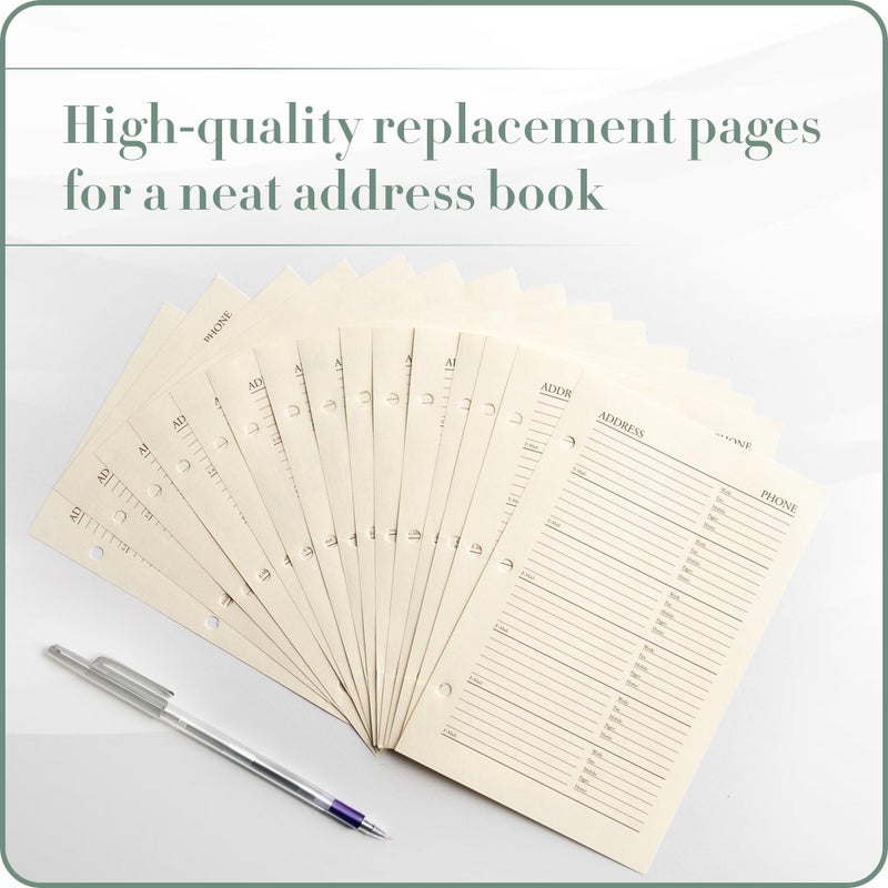 Gallery Leather Address Book Refill Replacement Pages - 3 Ring 5.5 x 8 Size  15 Sheets  30 Pages for 180 Entries  Quick and Easy Contact Storage and Updates - Image 5